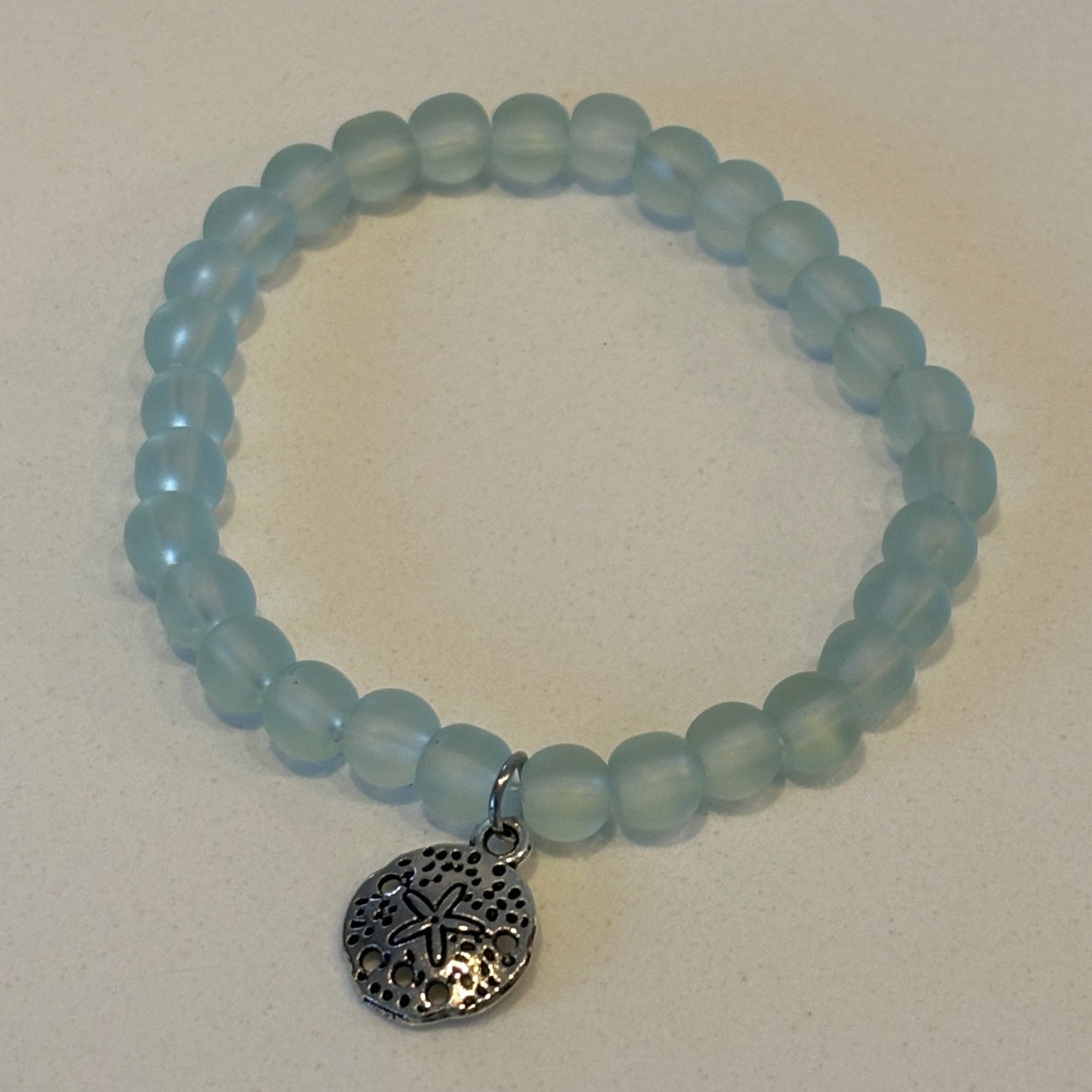 Coastal Sand Dollar Charm Bracelet with Beach - Style Glass - Uplift Beads LLC