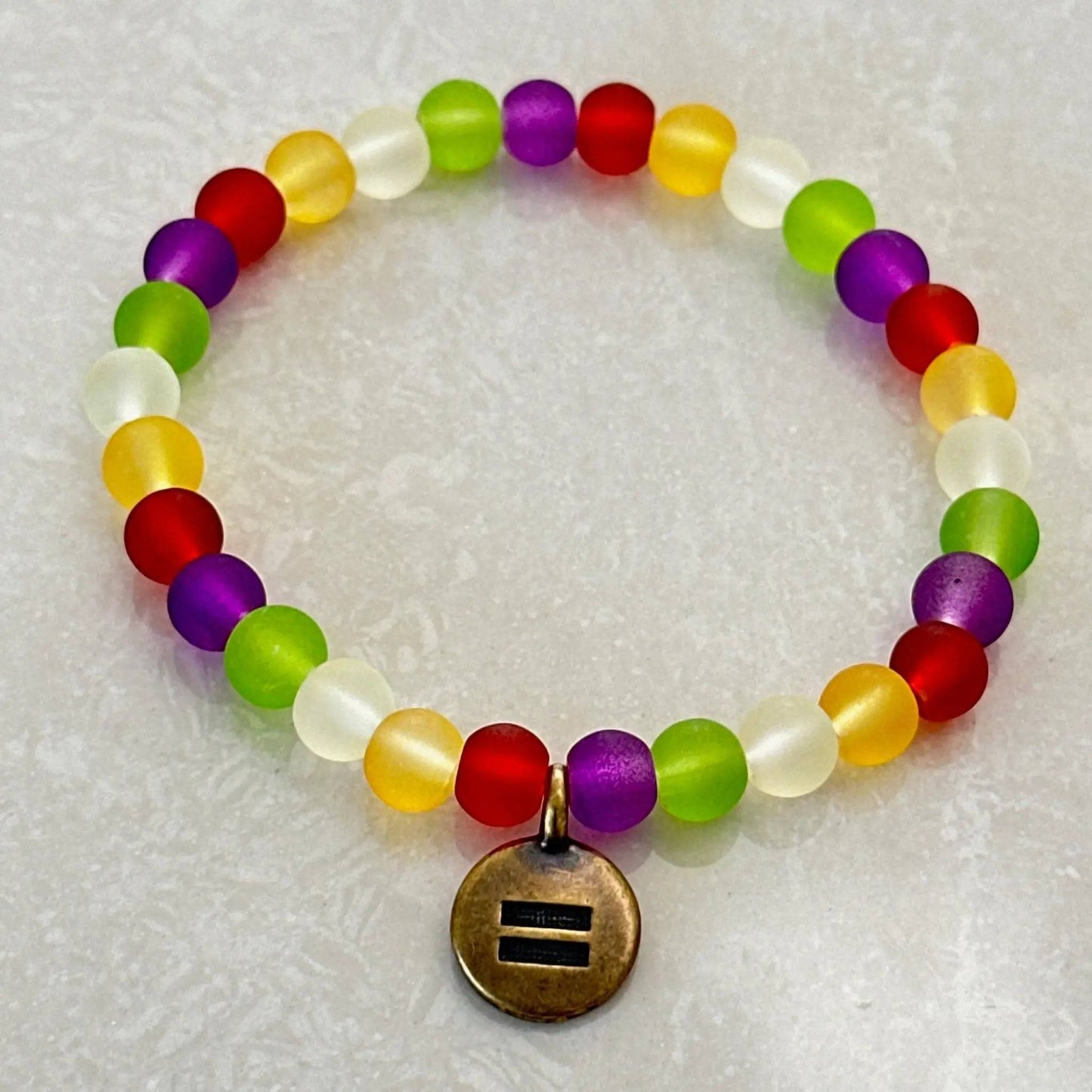 Equality Beach-Style Glass Bracelet featuring colorful frosted glass beads - Uplift Beads