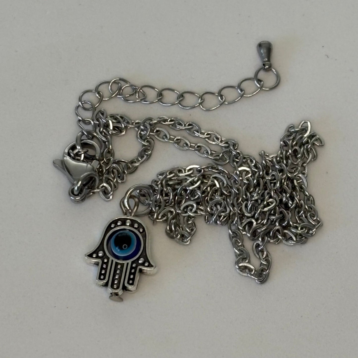 Hamsa Necklace with Cat Eye Glass Beads - Uplift Beads LLC