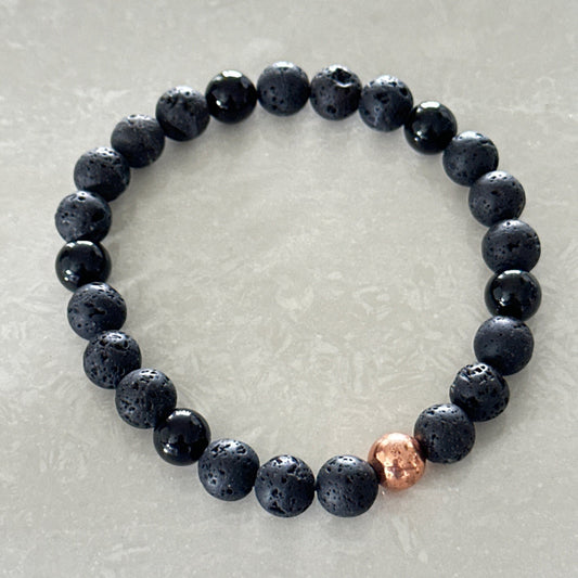 Lava & Matte Onyx Diffuser Bracelet - Uplift Beads