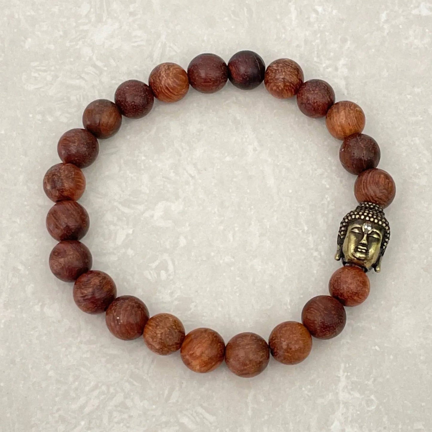 Buddha Head Bracelet featuring genuine rosewood beads - Uplift Beads
