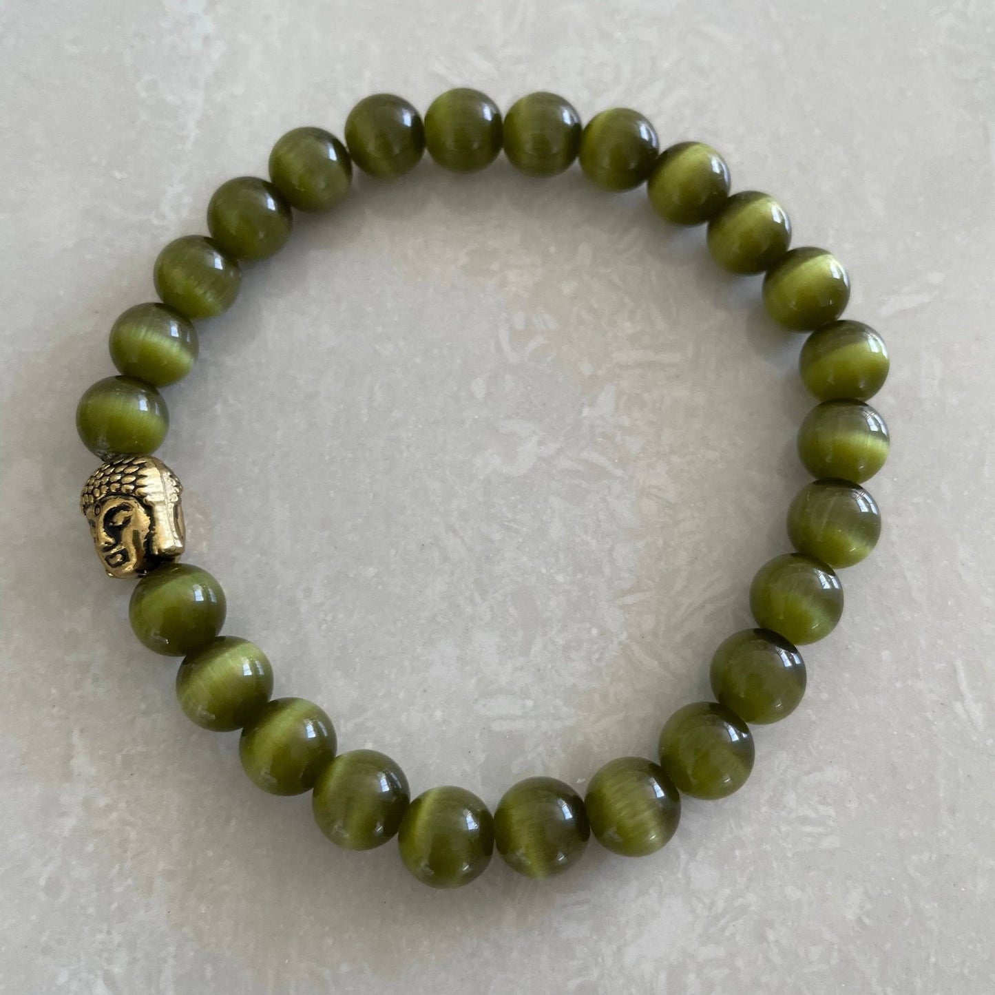 Cat Eye Glass Buddha Head Bracelet - Uplift Beads