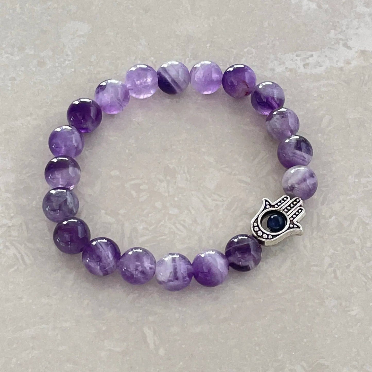 Chevron Amethyst Hamsa Bracelet - Uplift Beads