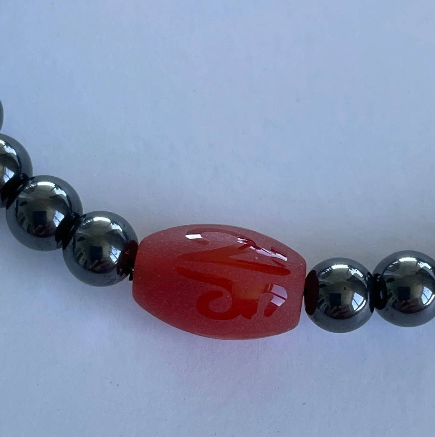 Hematite & Red Agate OM Bracelet - Uplift Beads