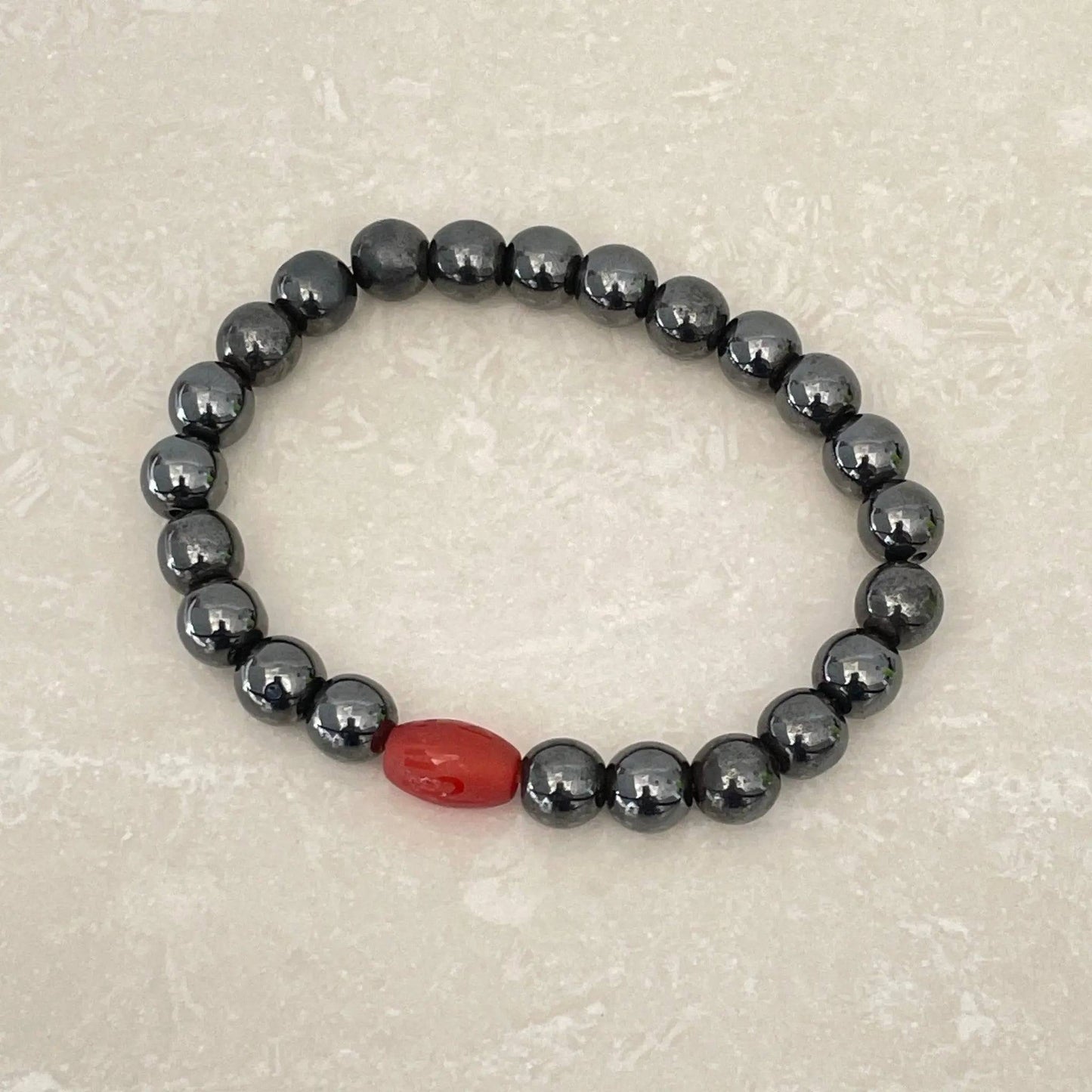 Hematite & Red Agate OM Bracelet - Uplift Beads