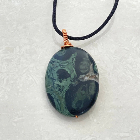 Kambaba Jasper Wire Wrap Necklace - Uplift Beads