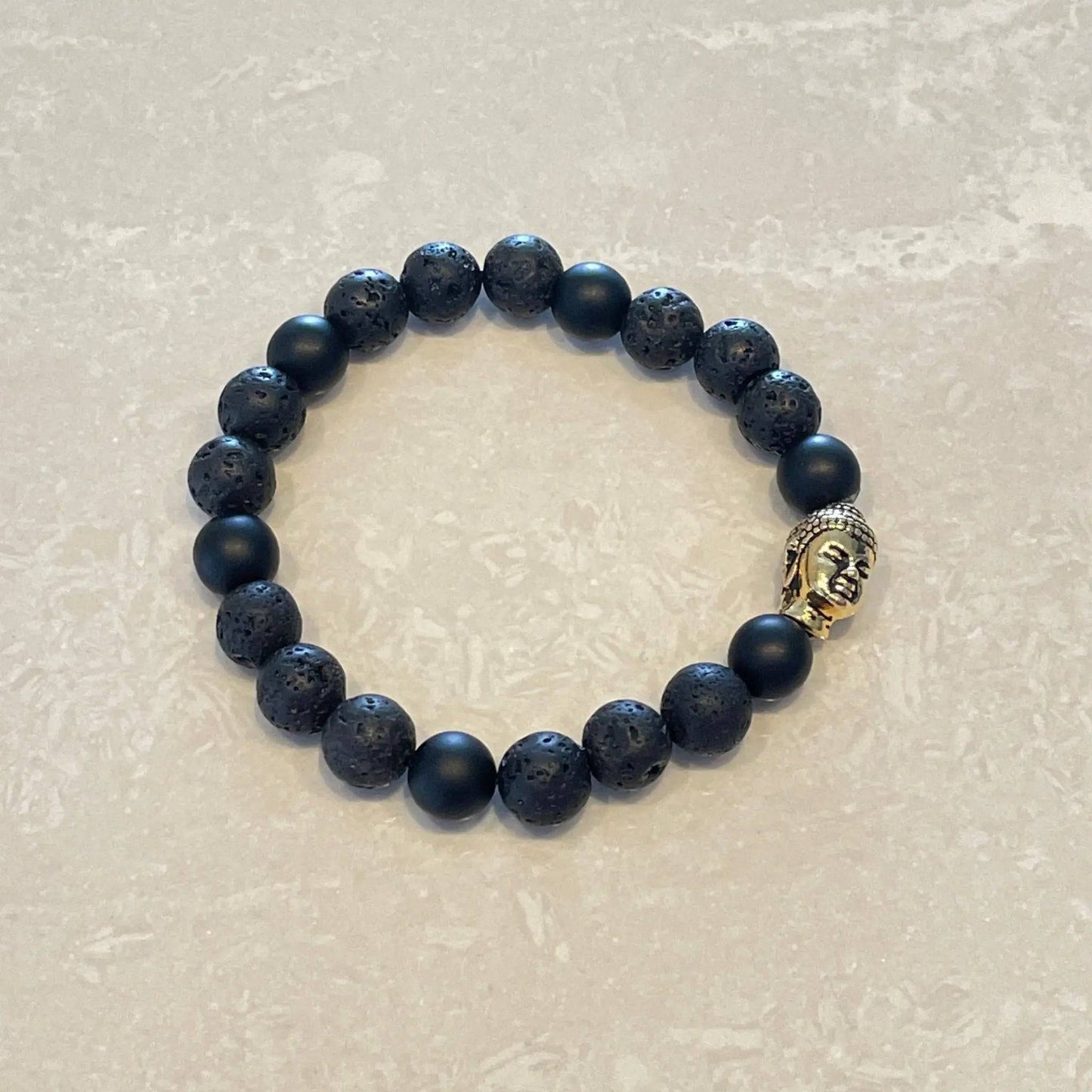 Lava & Black Onyx Buddha Head Bracelet - Uplift Beads