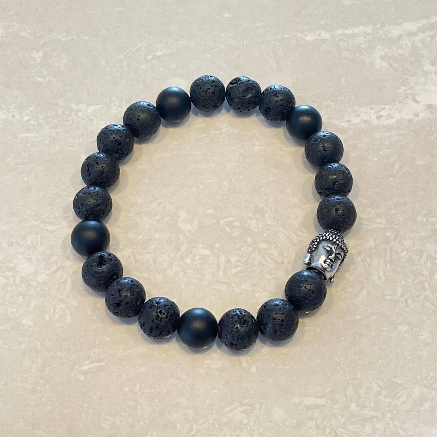 Lava & Black Onyx Buddha Head Bracelet - Uplift Beads