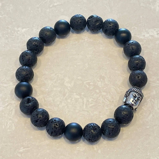 Lava and Black Onyx Buddha diffuser bracelet - Uplift Beads