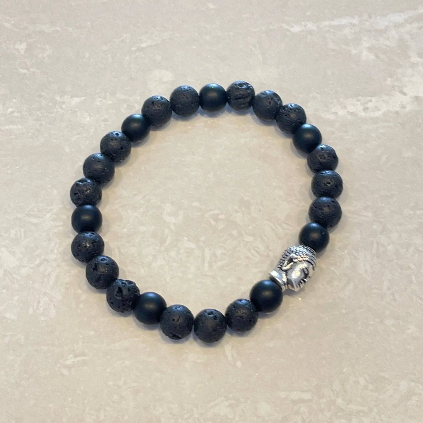 Lava & Black Onyx Buddha Head Bracelet - Uplift Beads