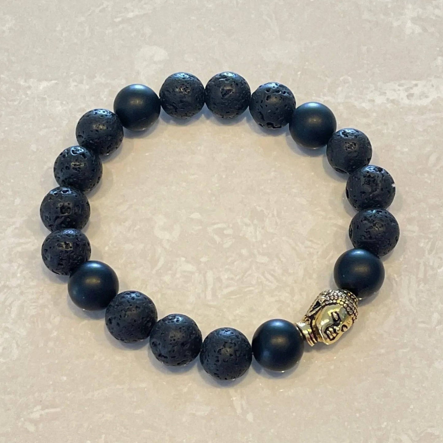 Essential oil lava stone Buddha bracelet - Uplift Beads