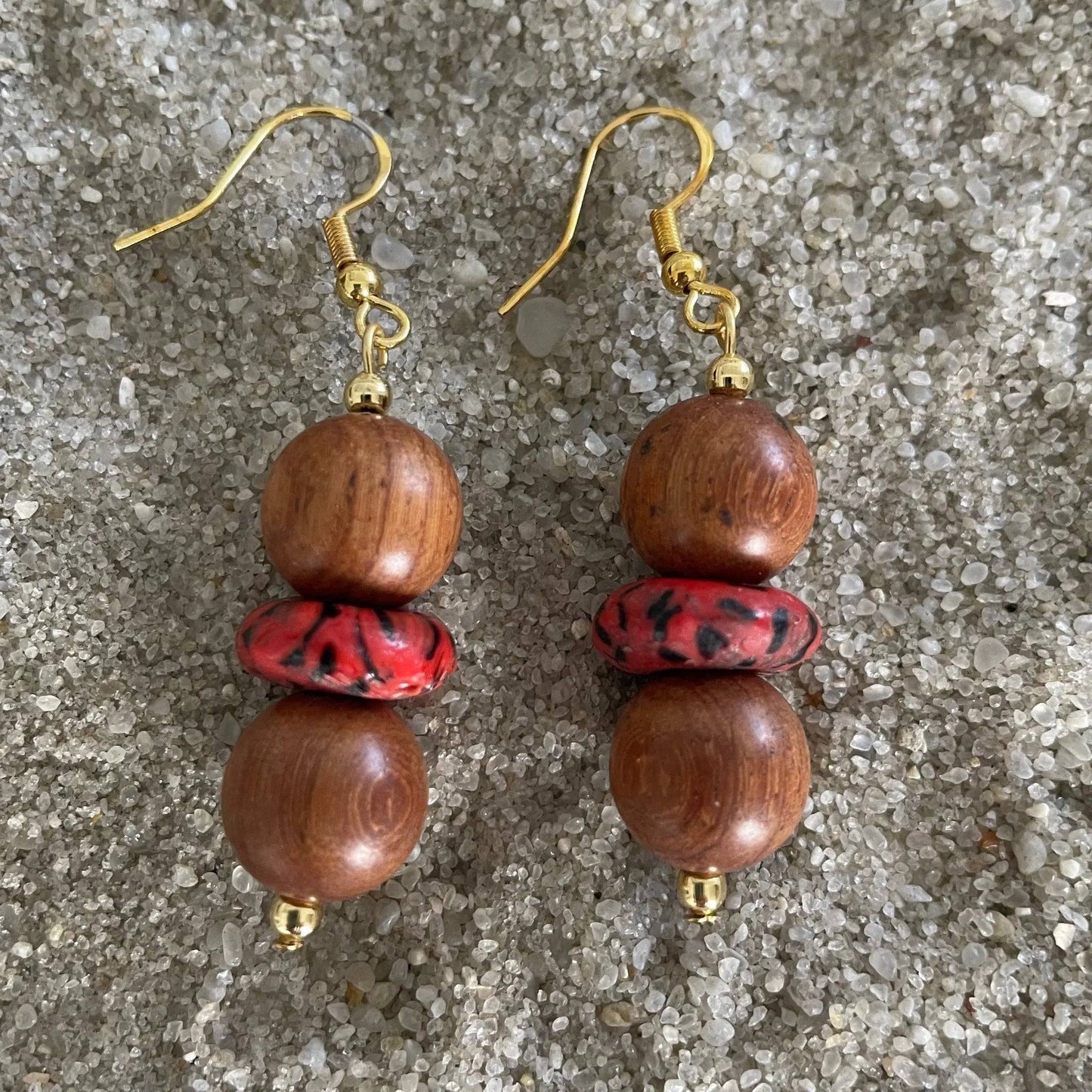 Rosewood & African Bead Earrings - Uplift Beads