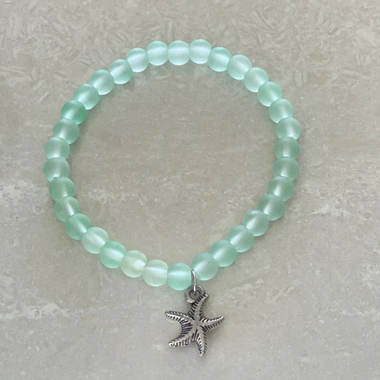 Starfish Charm Bracelet featuring beach-style glass beads - Uplift Beads