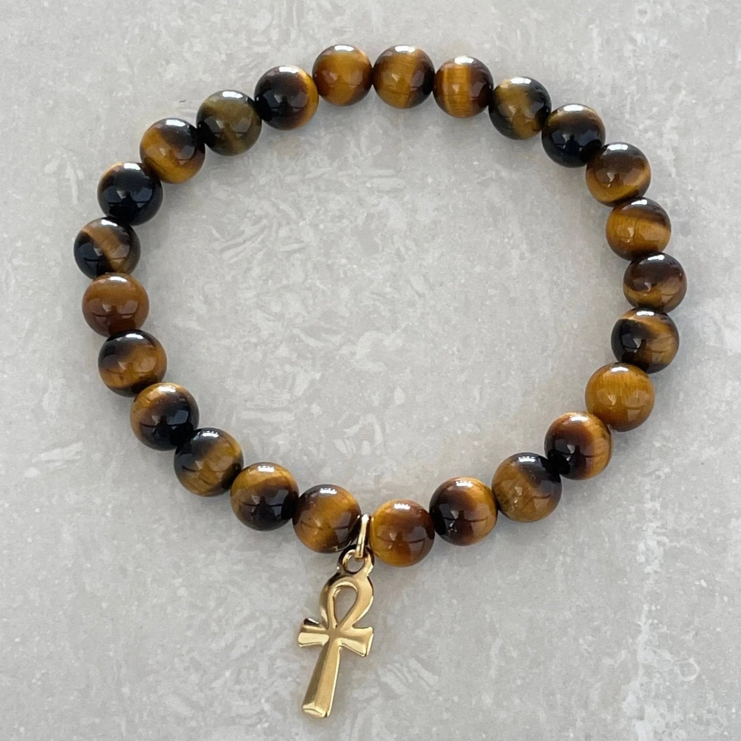 Ankh jewelry featuring authentic Tiger Eye gemstones - Uplift Beads