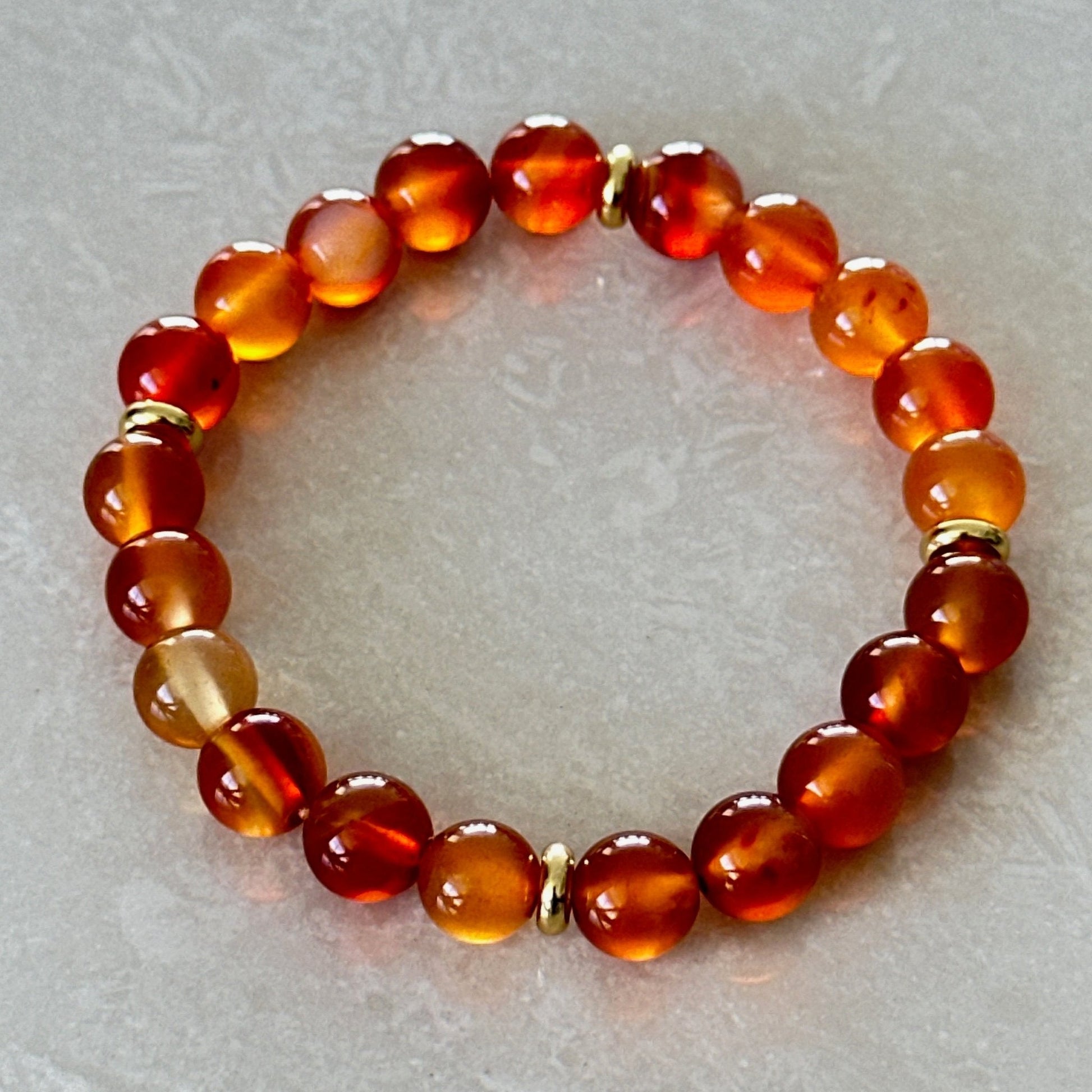 Natural Carnelian gemstone bracelet with gold spacers - Uplift Beads