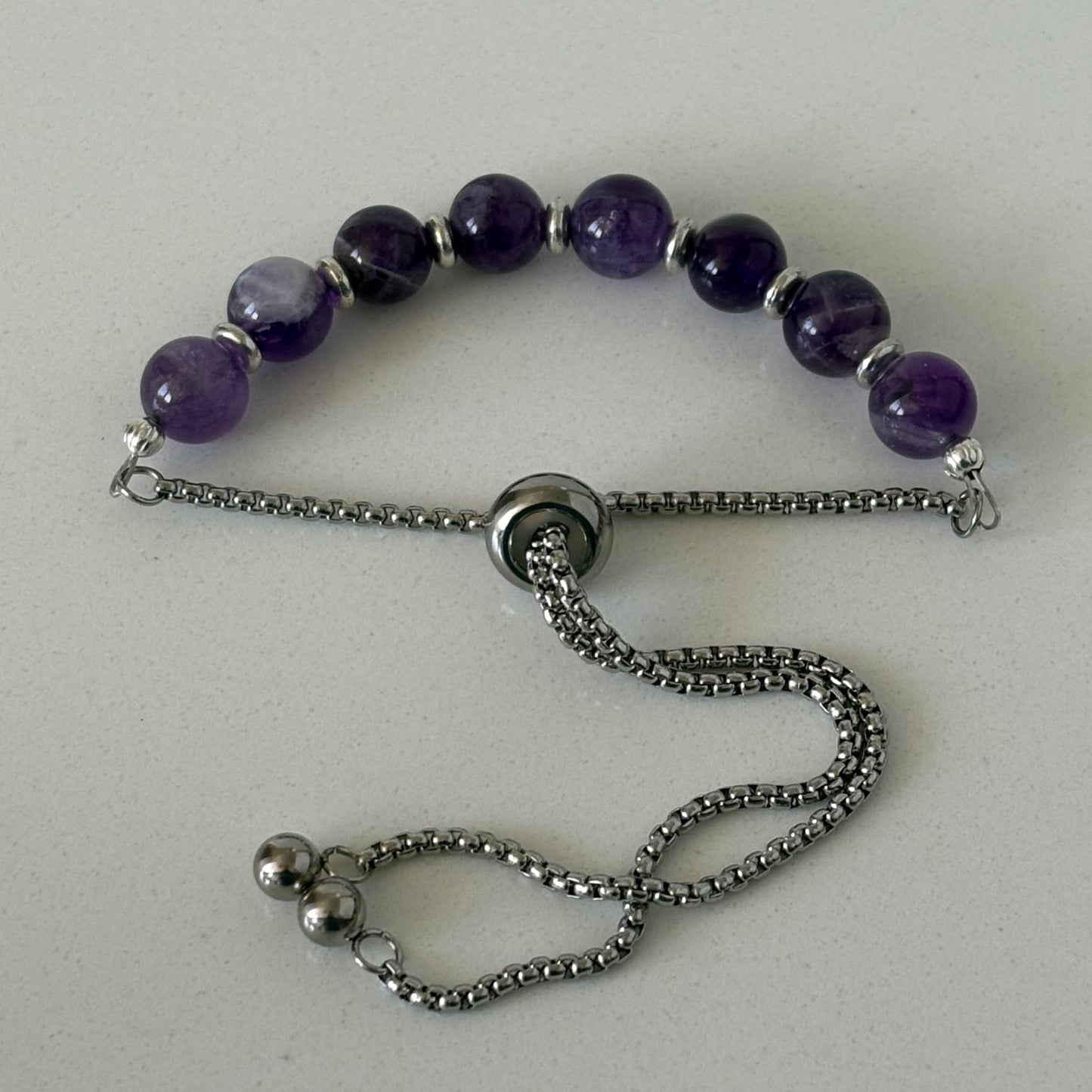 Chevron Amethyst Bead Bracelet – Natural Gemstone for Calm & Focus - Uplift Beads LLC