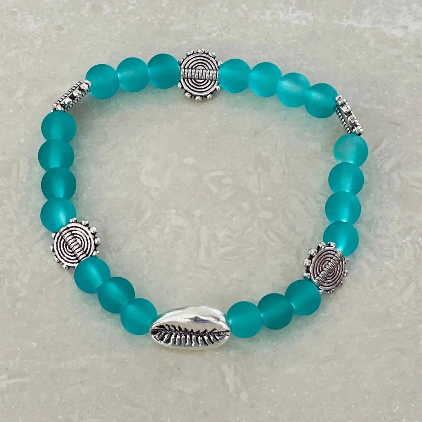 Cowrie Shell Sea Glass Bracelet - Uplift Beads