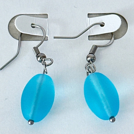 Beach-Style Glass Earrings featuring a frosted coastal-inspired finish - Uplift Beads
