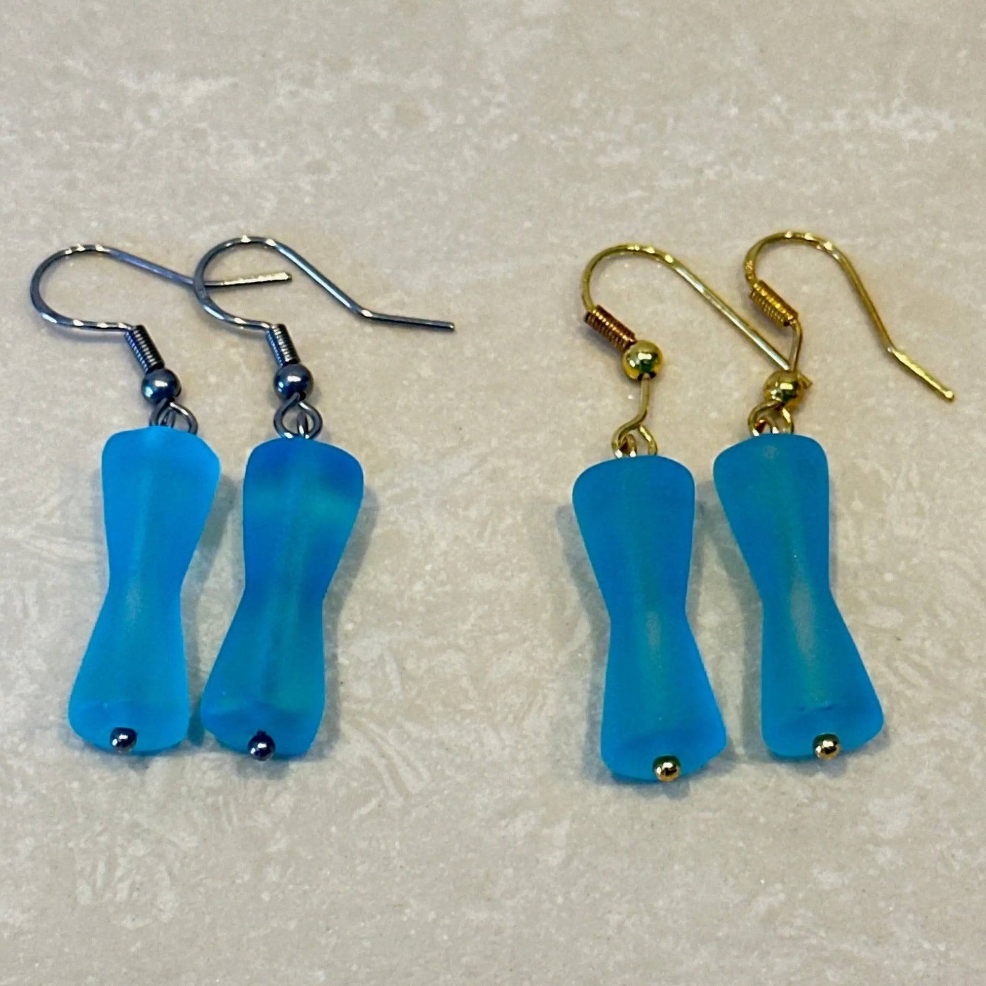 Cultured-Sea-Glass-Hourglass-Earrings - Uplift Beads