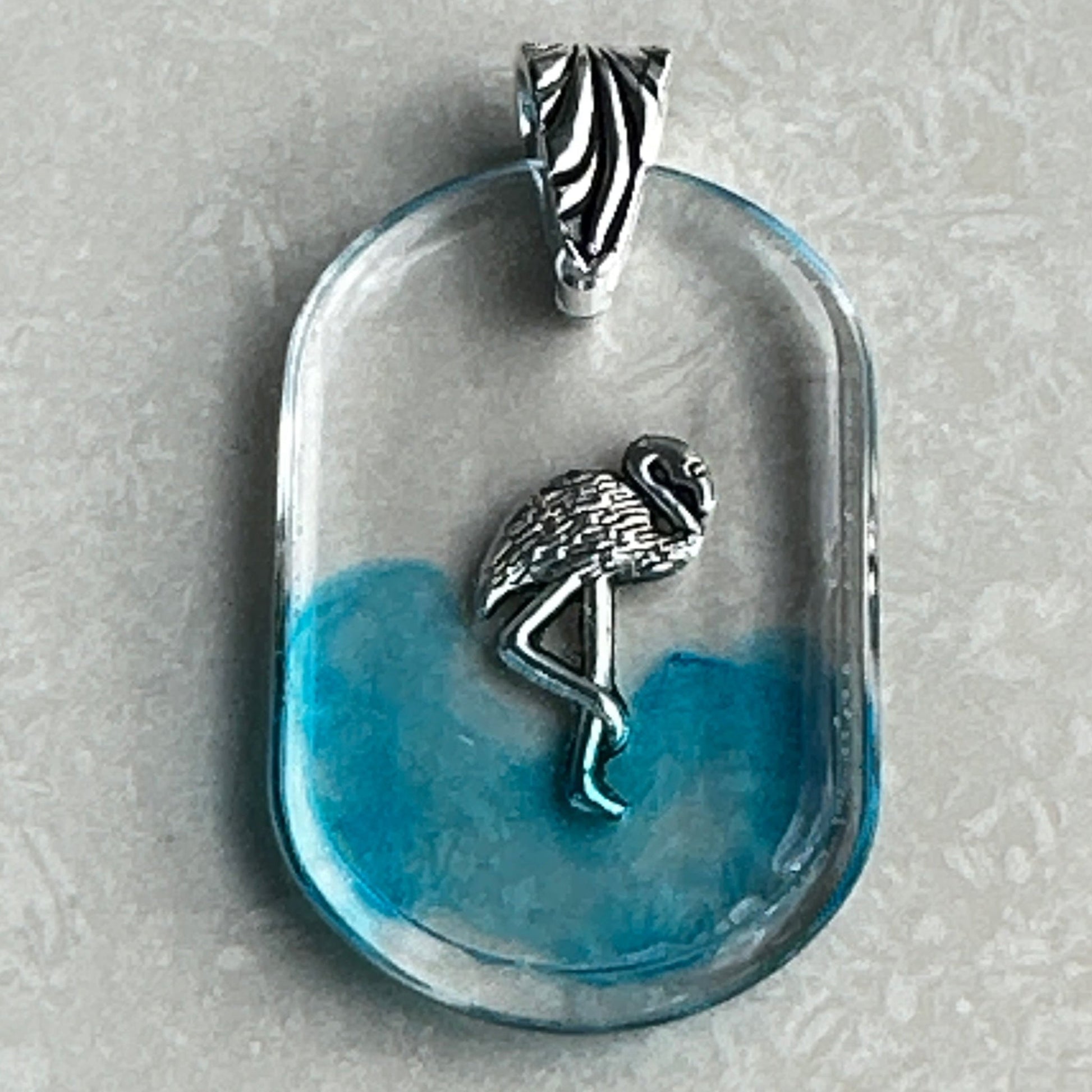 Handcrafted resin pendant necklace with Flamingo Charm - Uplift Beads