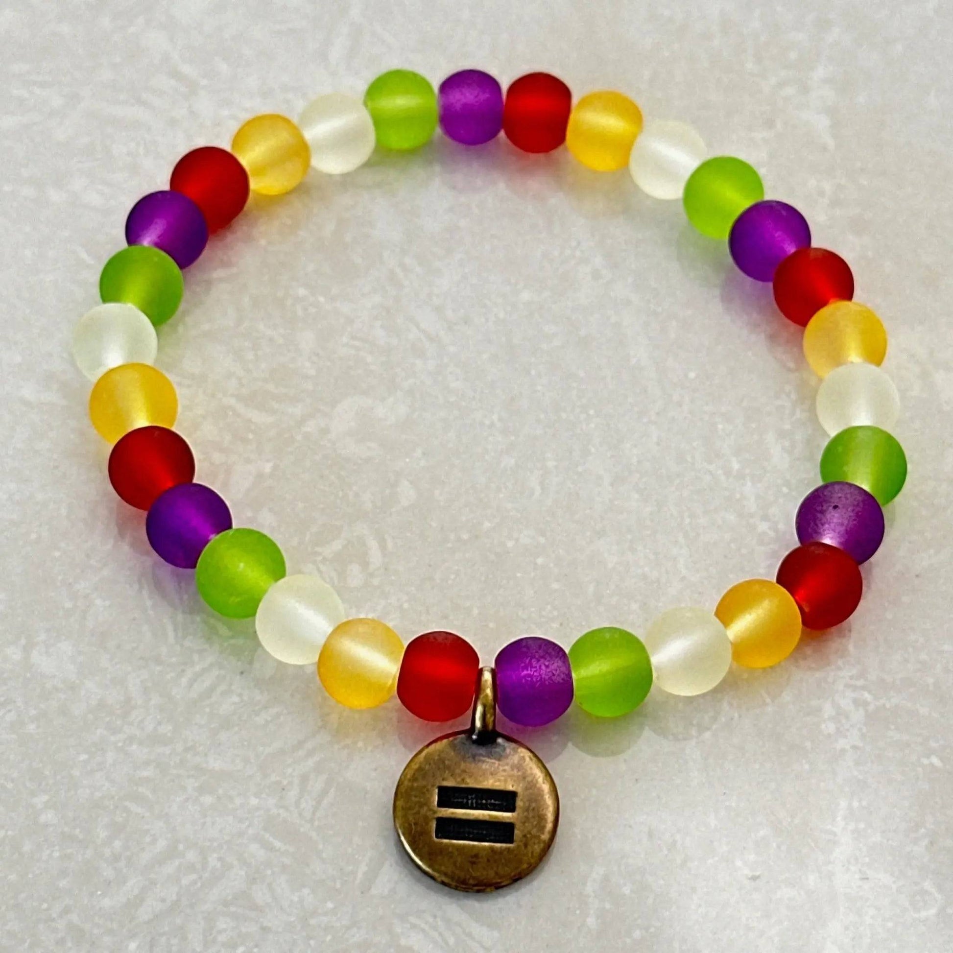 Equality Beach-Style Glass Bracelet featuring colorful frosted glass beads - Uplift Beads