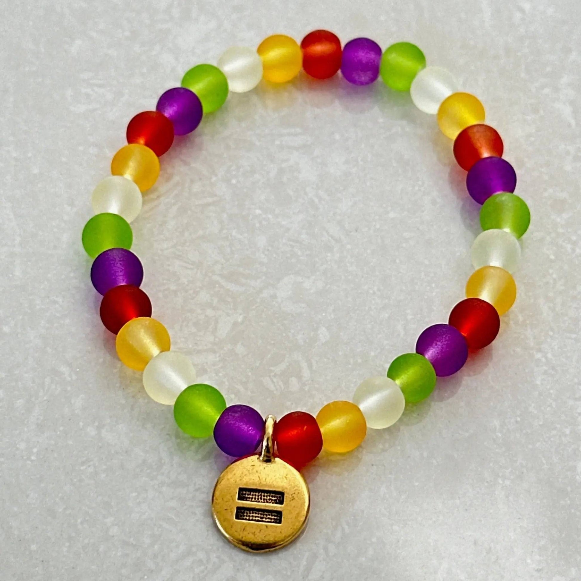 Equality Beach-Style Glass Bracelet featuring colorful frosted glass beads - Uplift Beads