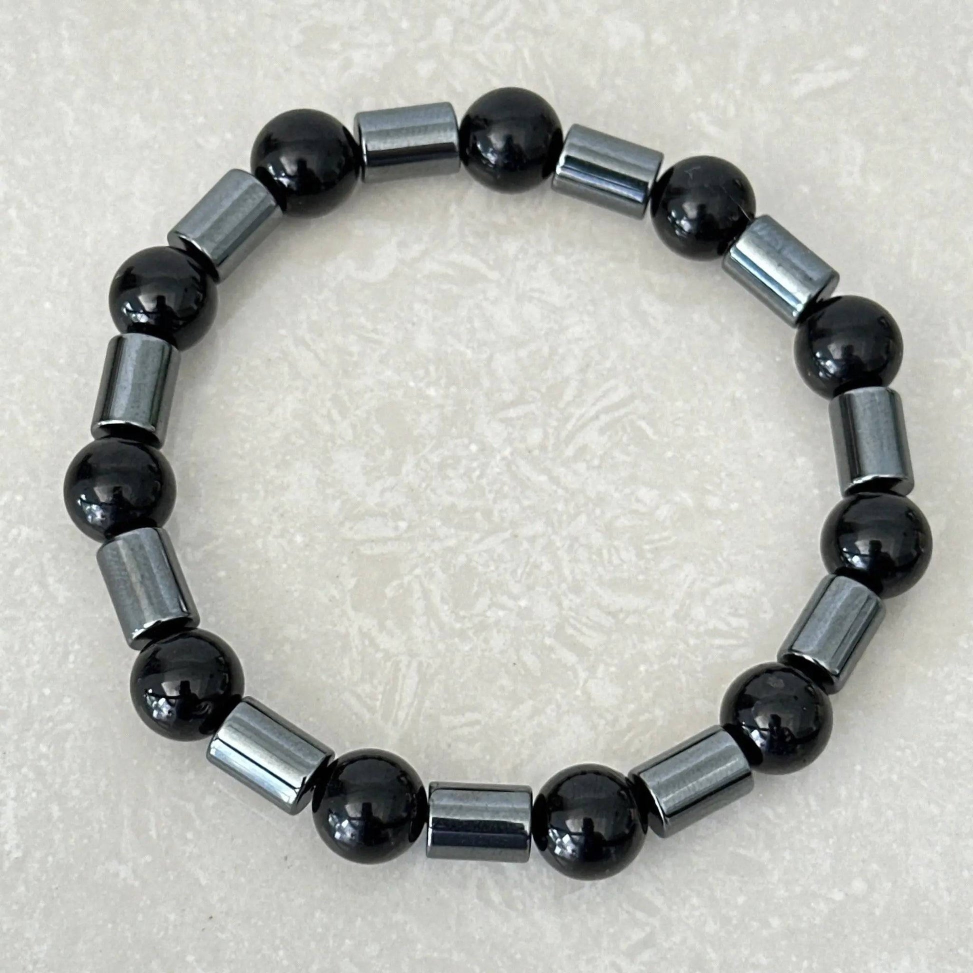 Hematite and Black Tourmaline Bracelet - Uplift Beads