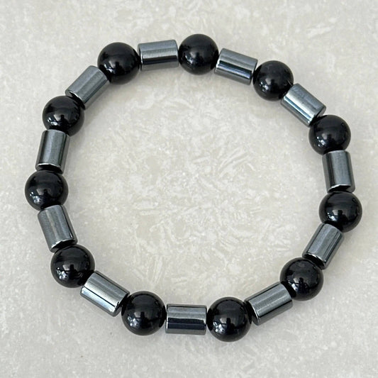 Hematite and Black Tourmaline Bracelet - Uplift Beads