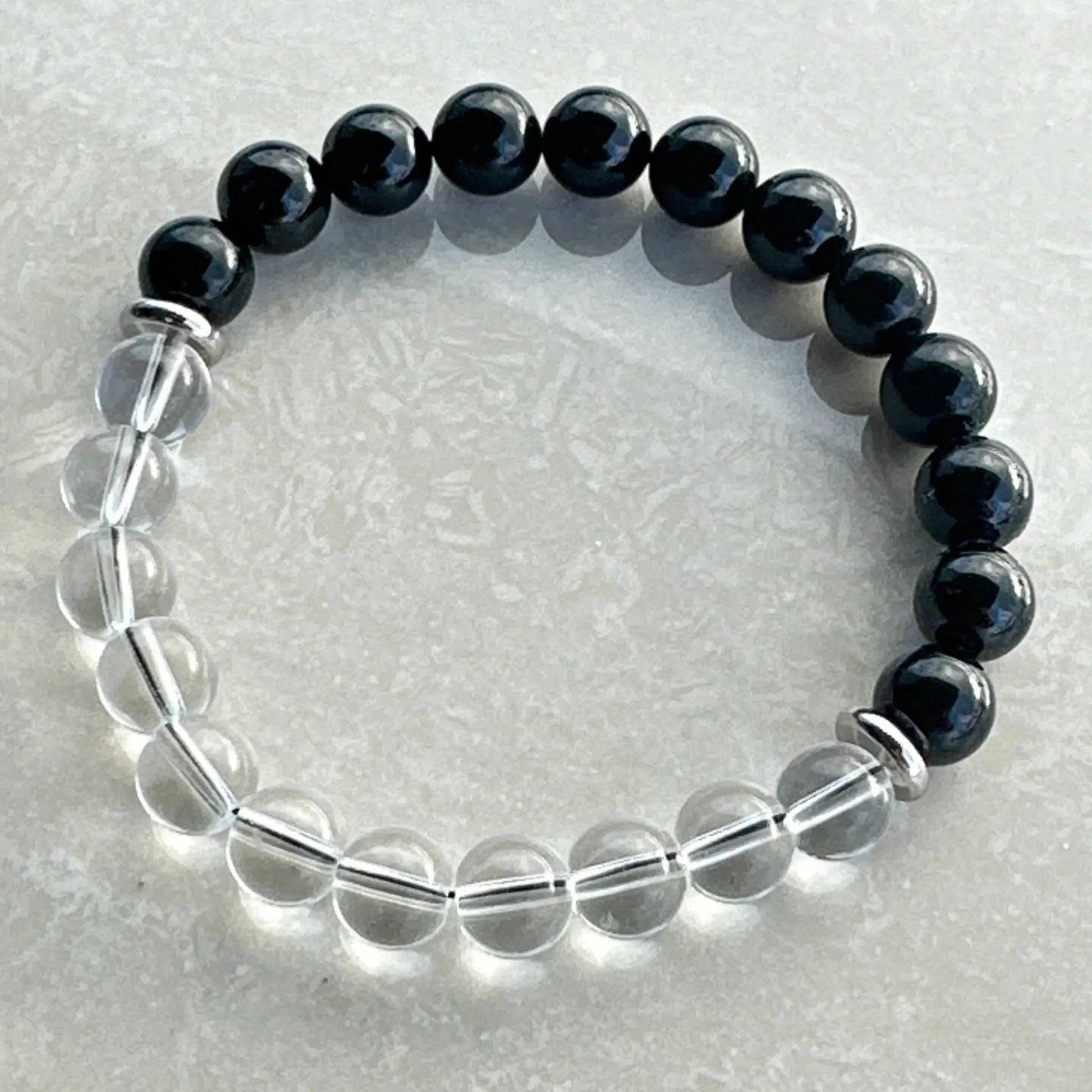 Quartz & Black Tourmaline Bracelet - Uplift Beads