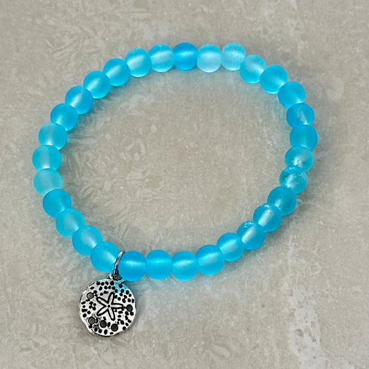 Sand Dollar Charm Bracelet featuring beach-style glass beads - Uplift Beads
