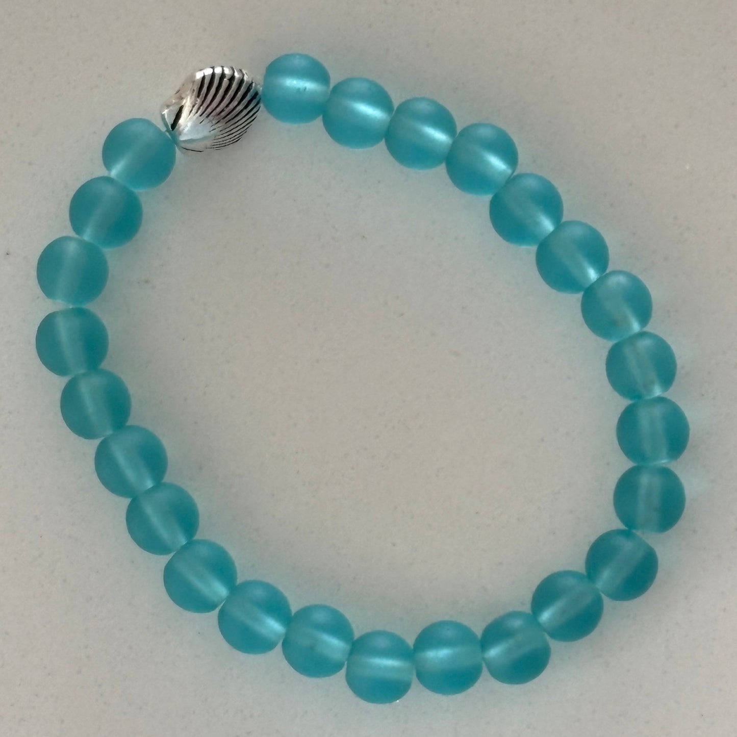 Scallop Shell Beach Glass Bracelet – Coastal Inspired Jewelry - Uplift Beads LLC