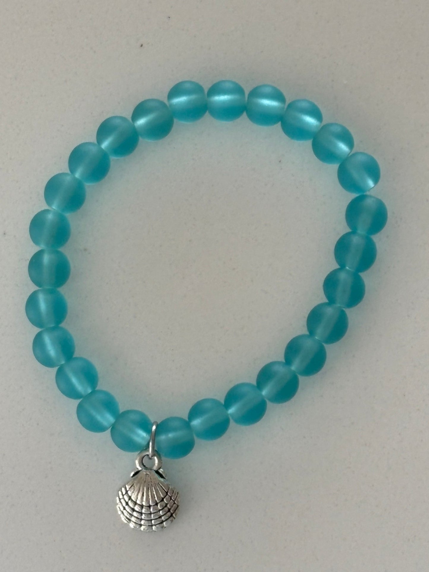 Scallop Shell Beach Glass Bracelet – Coastal Inspired Jewelry - Uplift Beads LLC
