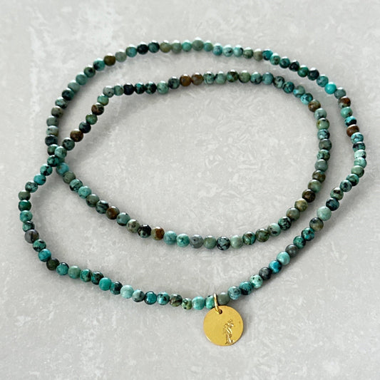 African Turquoise Gemstone wrap bracelet and necklace 2-in-1 jewelry - Uplift Beads