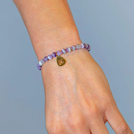 Om (Aum) Bracelet - Chevron Amethyst - Uplift Beads