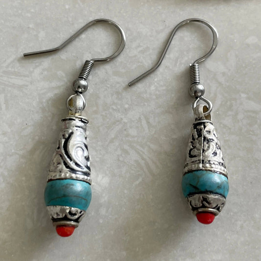 Turquoise Teardrop Earrings - Uplift Beads