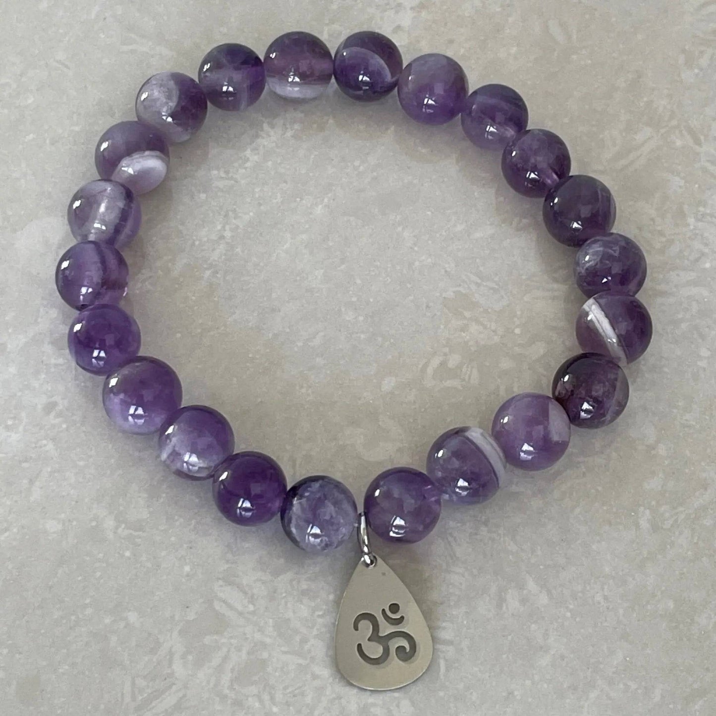 Om (Aum) Bracelet - Chevron Amethyst - Uplift Beads