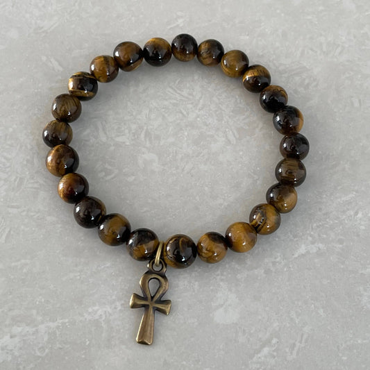 Tiger Eye Ankh "Key of Life" Bracelet - Uplift Beads