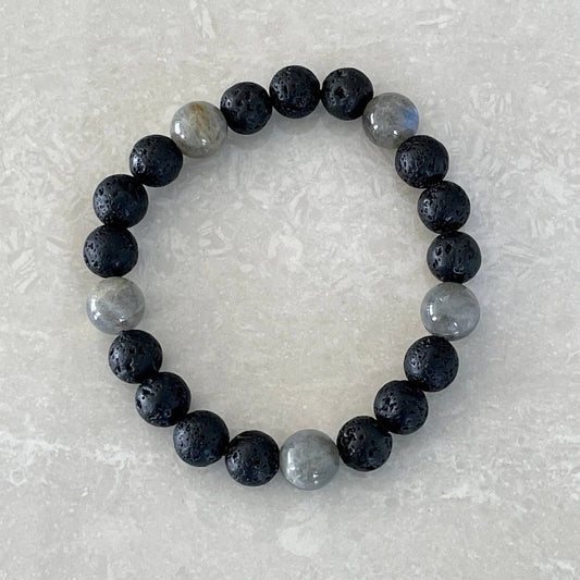 Lava & Gemstone Diffuser Bracelet - Labradorite - Uplift Beads