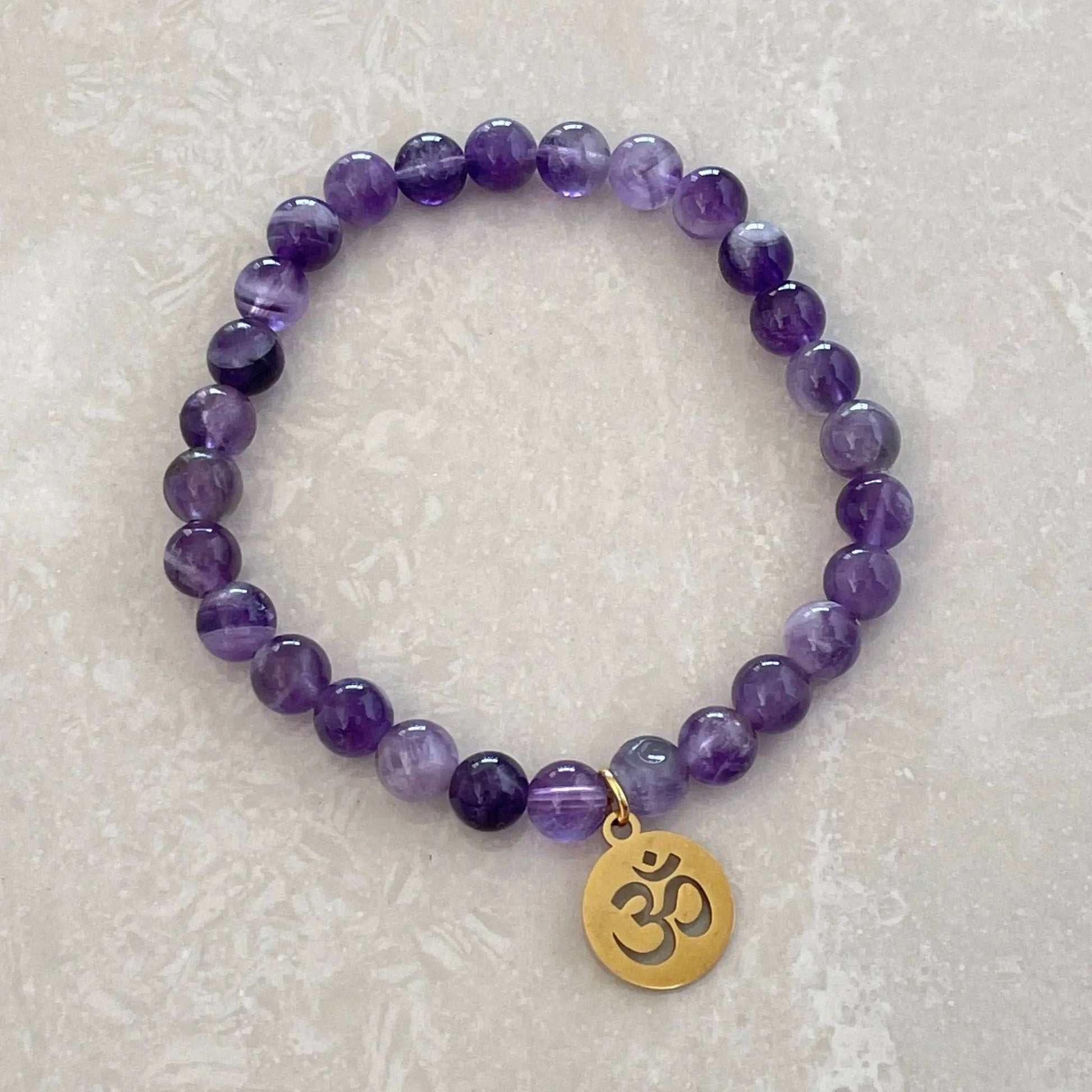 Om (Aum) Bracelet - Chevron Amethyst - Uplift Beads