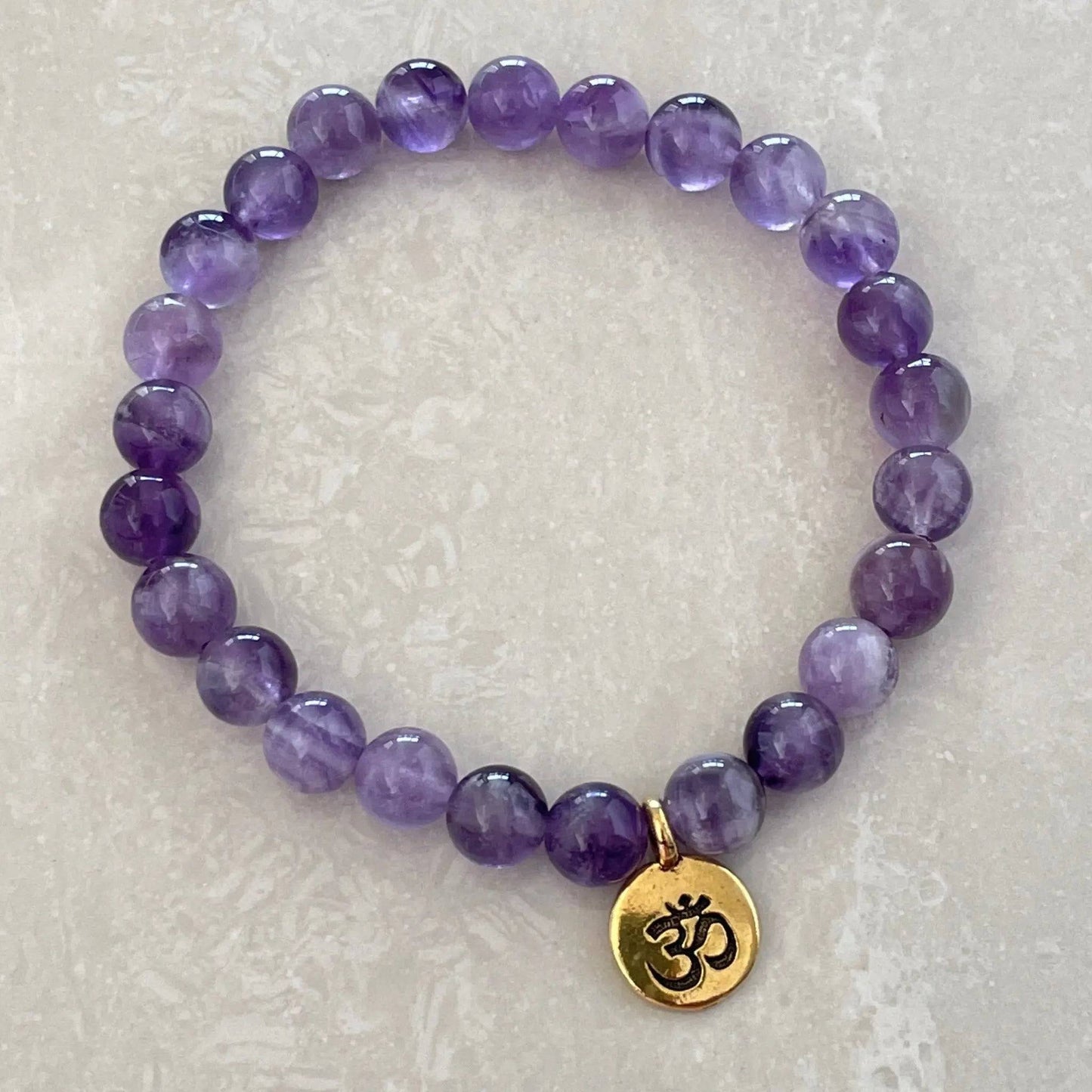 Om (Aum) Bracelet - Chevron Amethyst - Uplift Beads