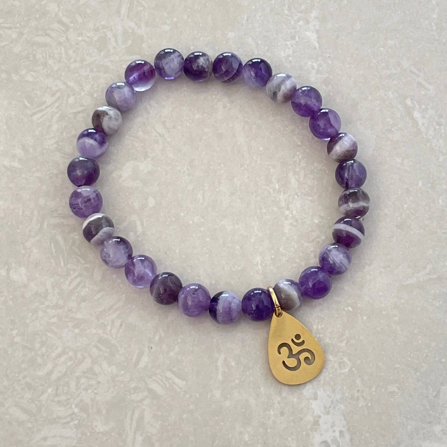 Om (Aum) Bracelet - Chevron Amethyst - Uplift Beads