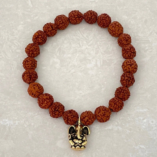 Ganesh Rudraksha Stretch Bracelet - Uplift Beads