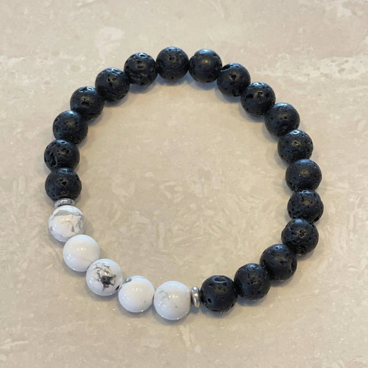 Lava & Gemstone Diffuser Bracelet - Howlite - Uplift Beads