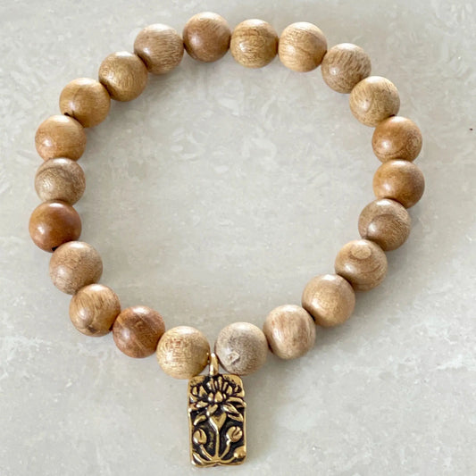 Sandalwood Lotus Bracelet - Uplift Beads
