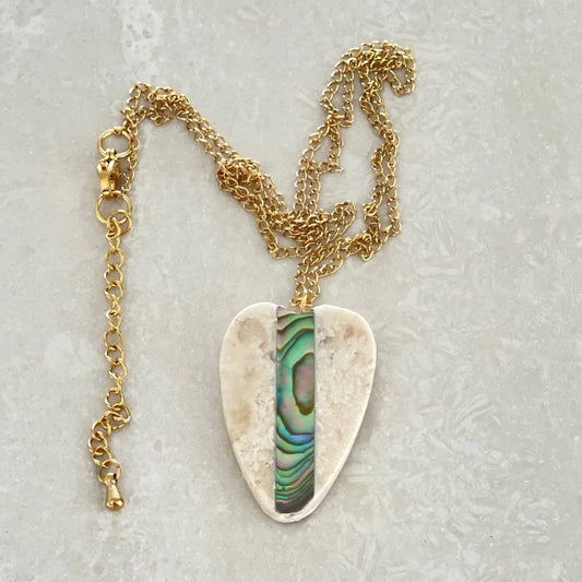Abalone Inlaid Mactan Stone Heart Necklace - Uplift Beads