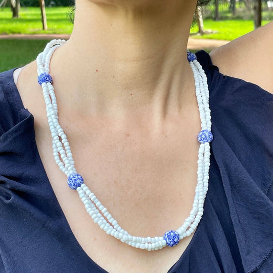 African Multi - strand Glass Necklace - Uplift Beads