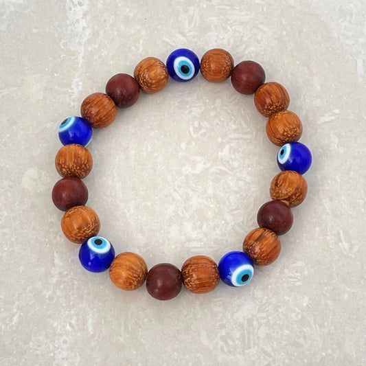Bayong Wood Evil Eye Bracelet - Uplift Beads
