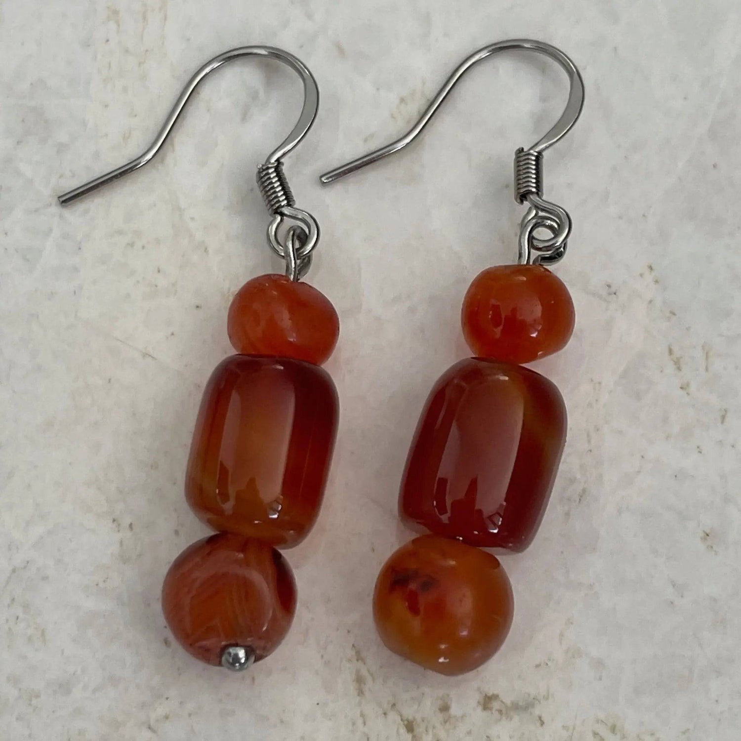 July birthstone earrings with genuine Carnelian stones - Uplift Beads