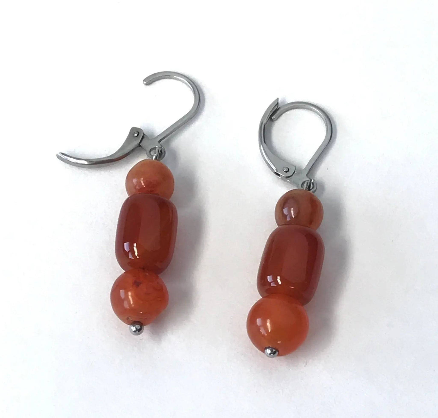 Carnelian Earrings - July Birthday gemstone - Uplift Beads