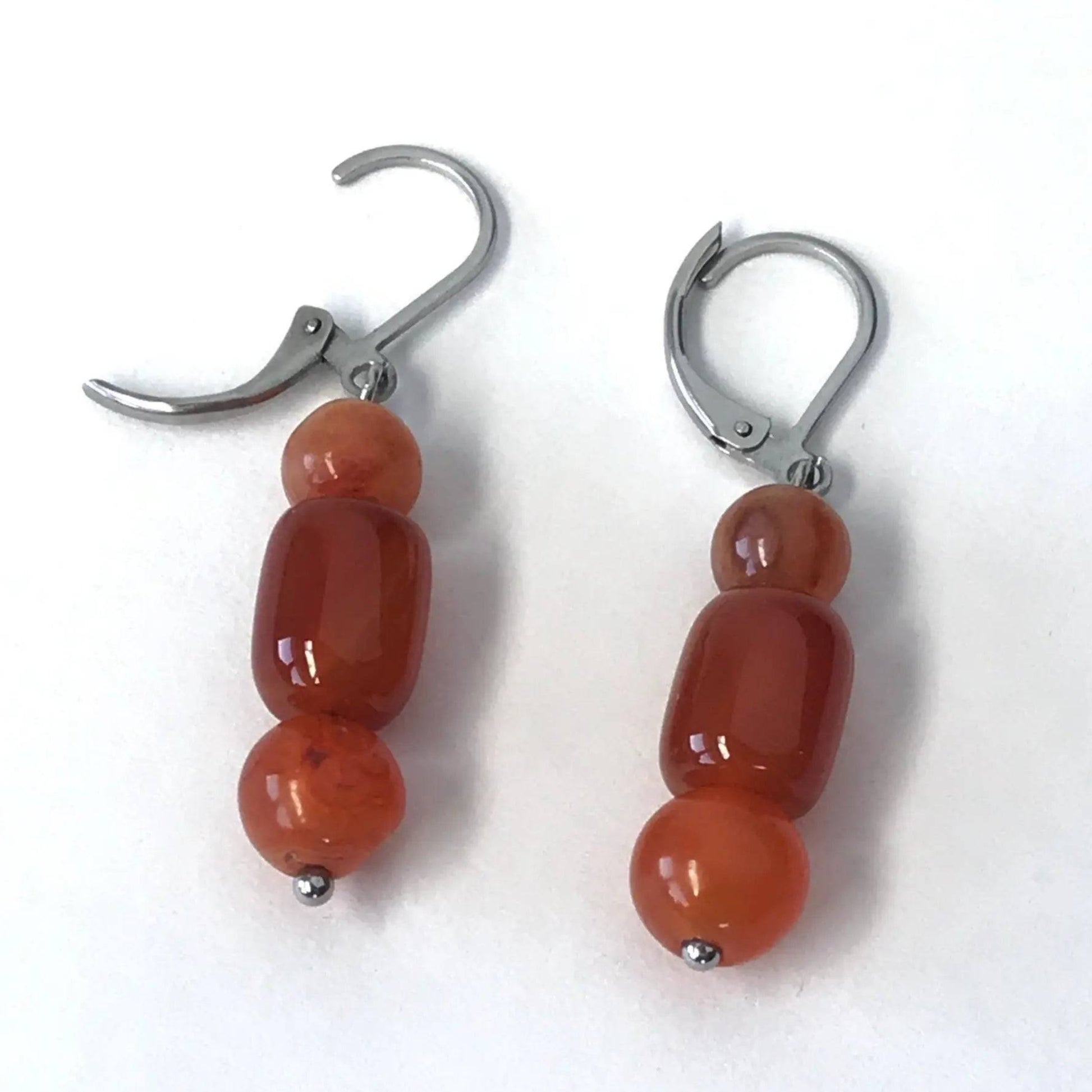 July birthstone earrings with genuine Carnelian stones - Uplift Beads